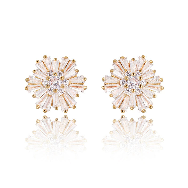 Flower Zircon Copper Alloy Earrings