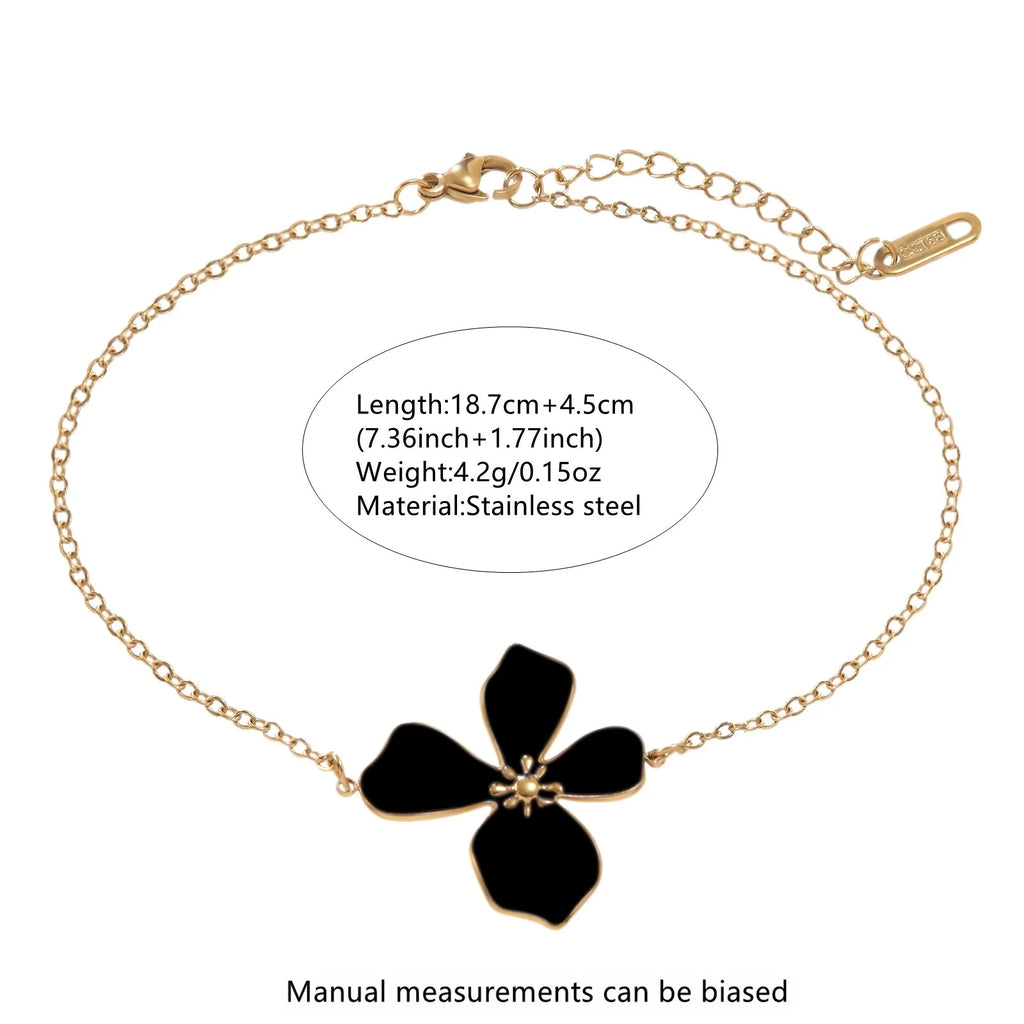 Oil-drop flower elegant stainless steel necklace and bracelet