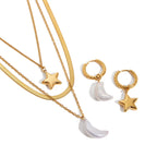 Star and Moon Stainless Steel Multi-Layer Necklace