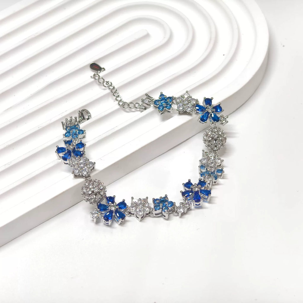 仲夏夜之梦海蓝宝花朵铜合金套装