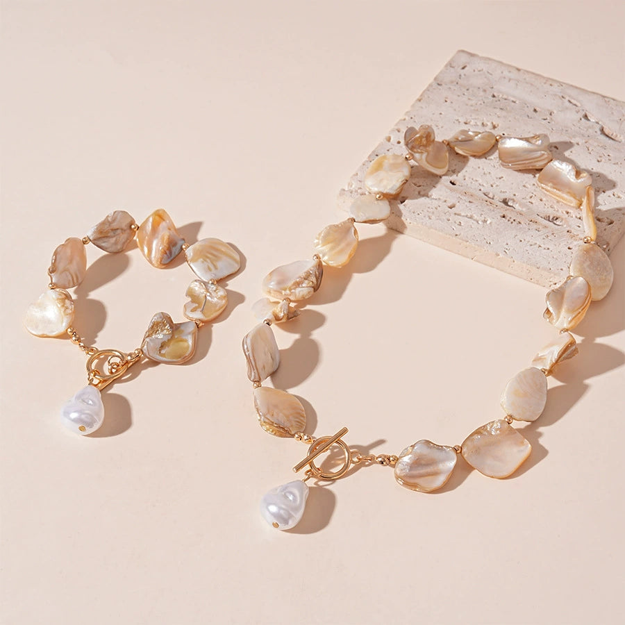 Ocean-themed Seashell Imitation Pearl Irregular Geometric Set