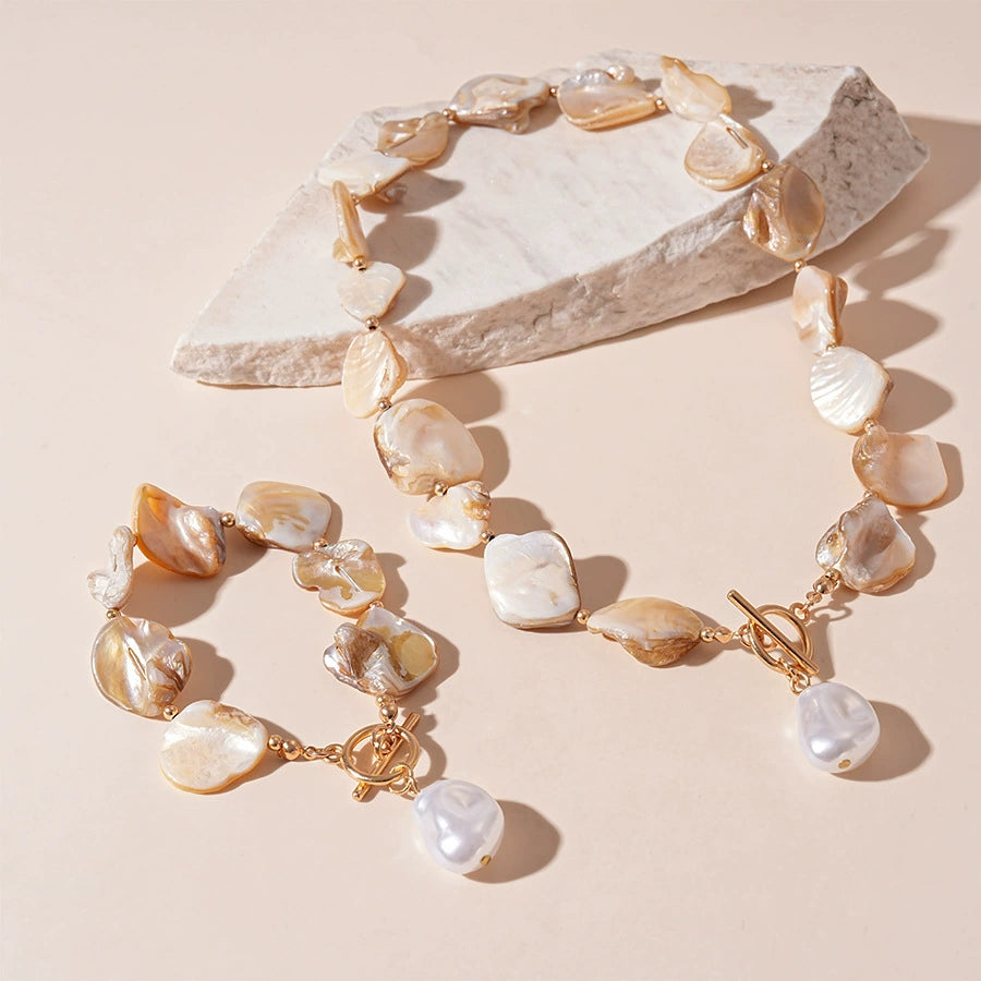 Ocean-themed Seashell Imitation Pearl Irregular Geometric Set