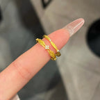 Angel Wings Four-Leaf Clover Diamond Brass Alloy Ring