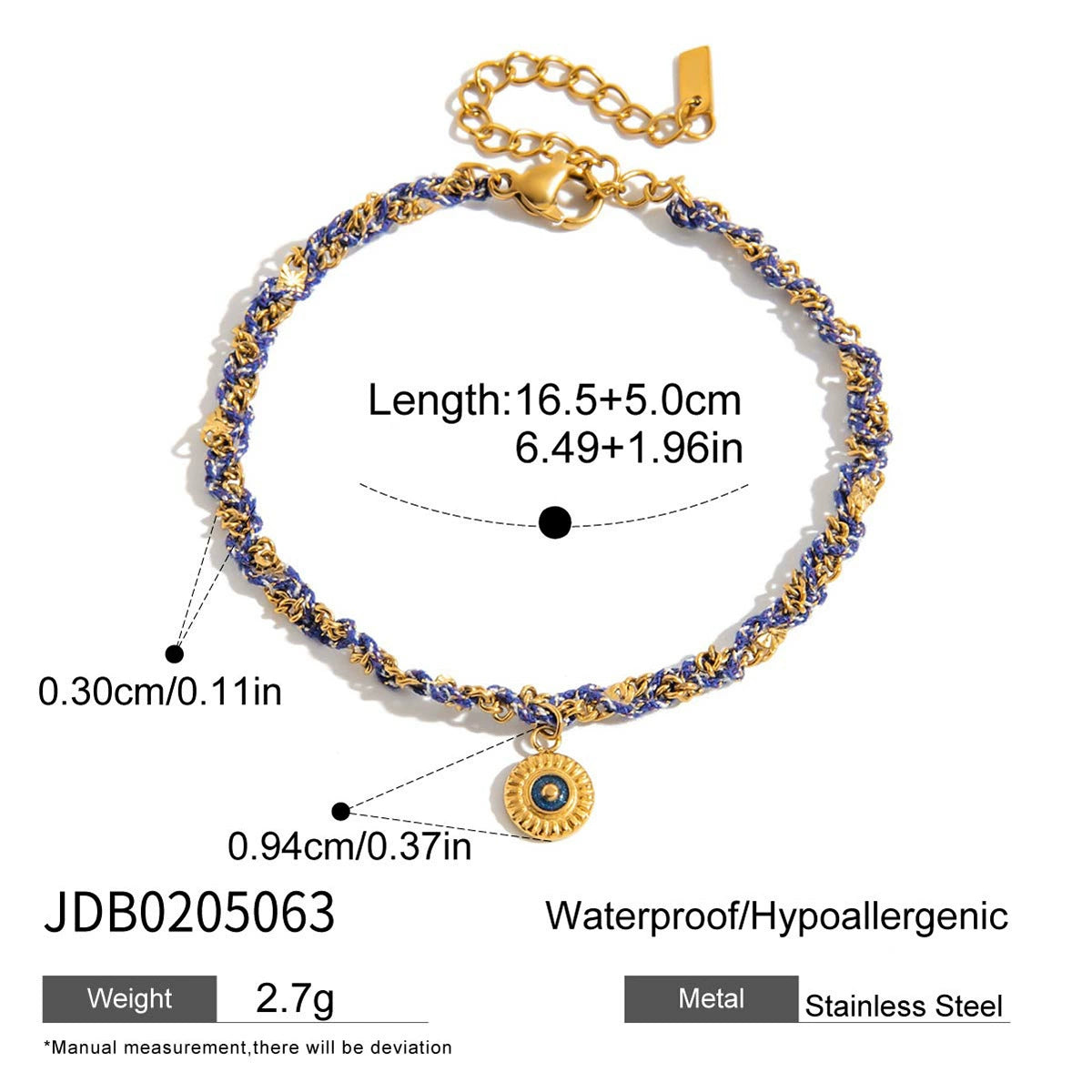 Evil Eye OT Buckle Non-fading Stainless Steel Bracelet