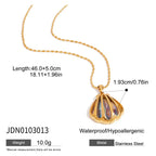 Colorful abalone shell stainless steel necklace and earrings