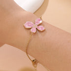 Oil-drop flower elegant stainless steel necklace and bracelet