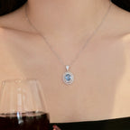 925 Silver Aquamarine Zircon Diamond Set