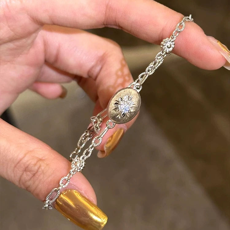 Brushed and carved antique style gold copper alloy bracelet