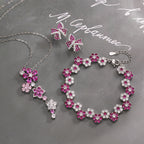 Red Corundum Zircon Flower Copper Alloy Set
