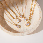 18k stainless steel zircon necklace that won't fade