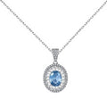 925 Silver Aquamarine Zircon Diamond Set