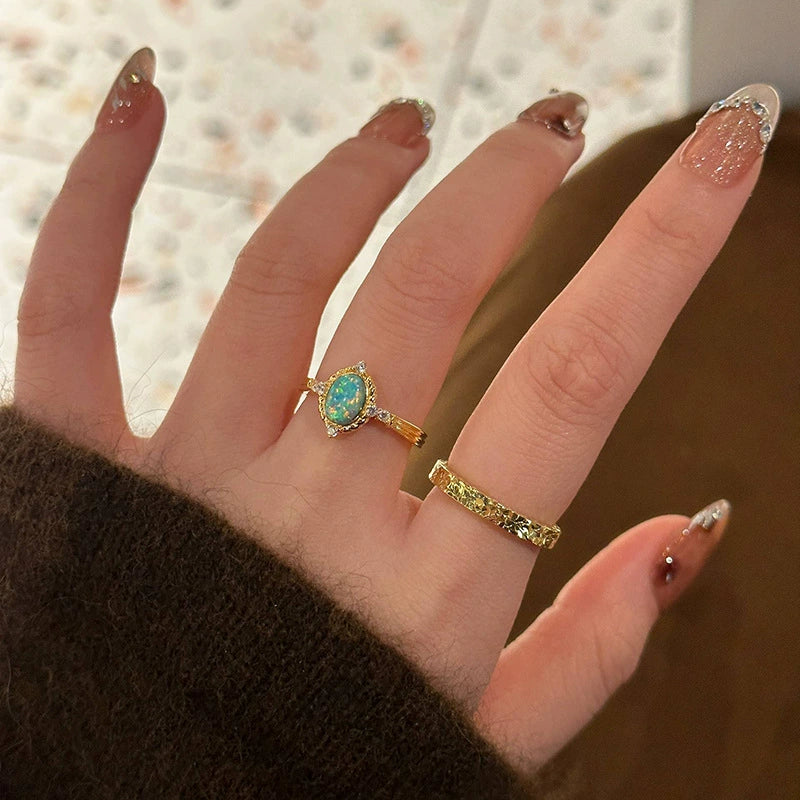 Sapphire Opal High-Grade Copper Alloy Ring