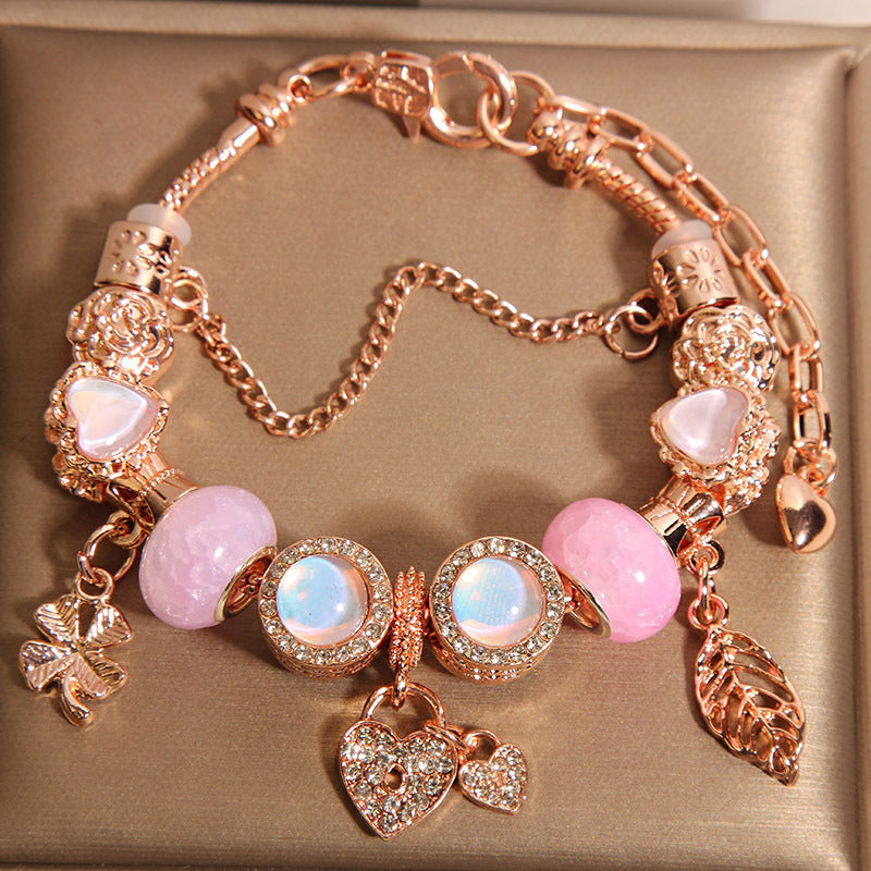 Vintage Rose Gold Series Glass Alloy Bracelet