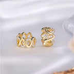 Zirconia-set French brass earrings