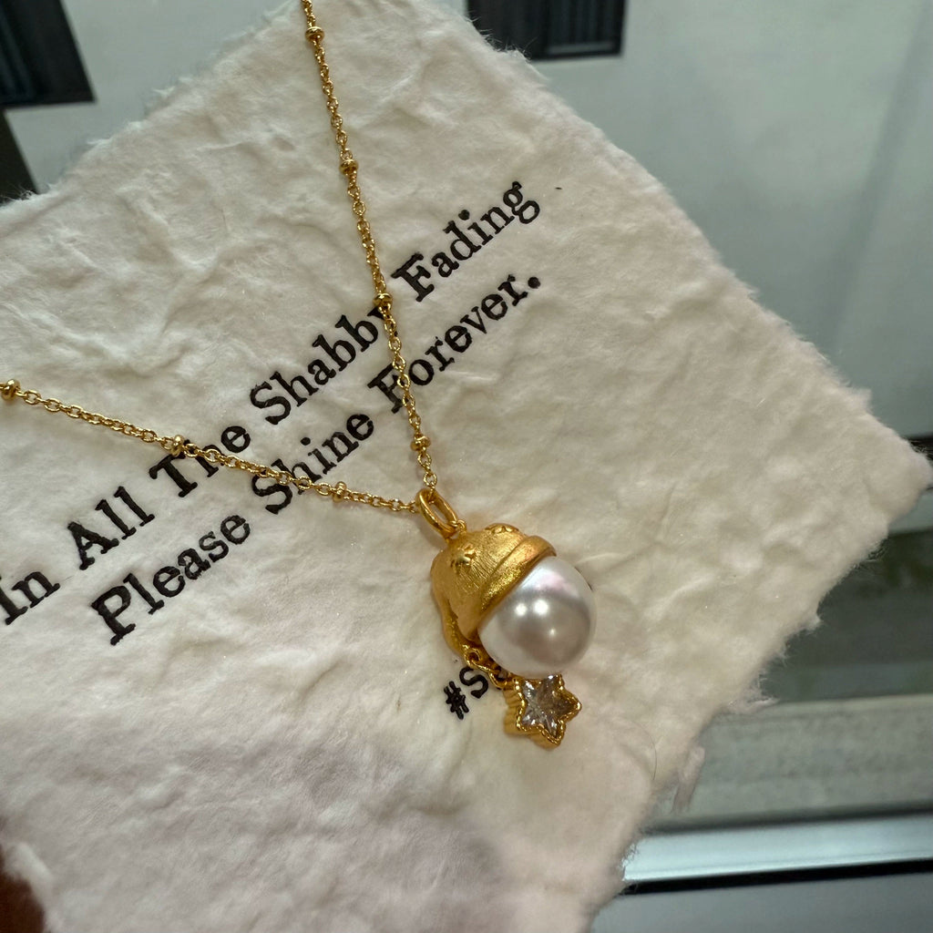 Christmas hat star pearl copper alloy pendant