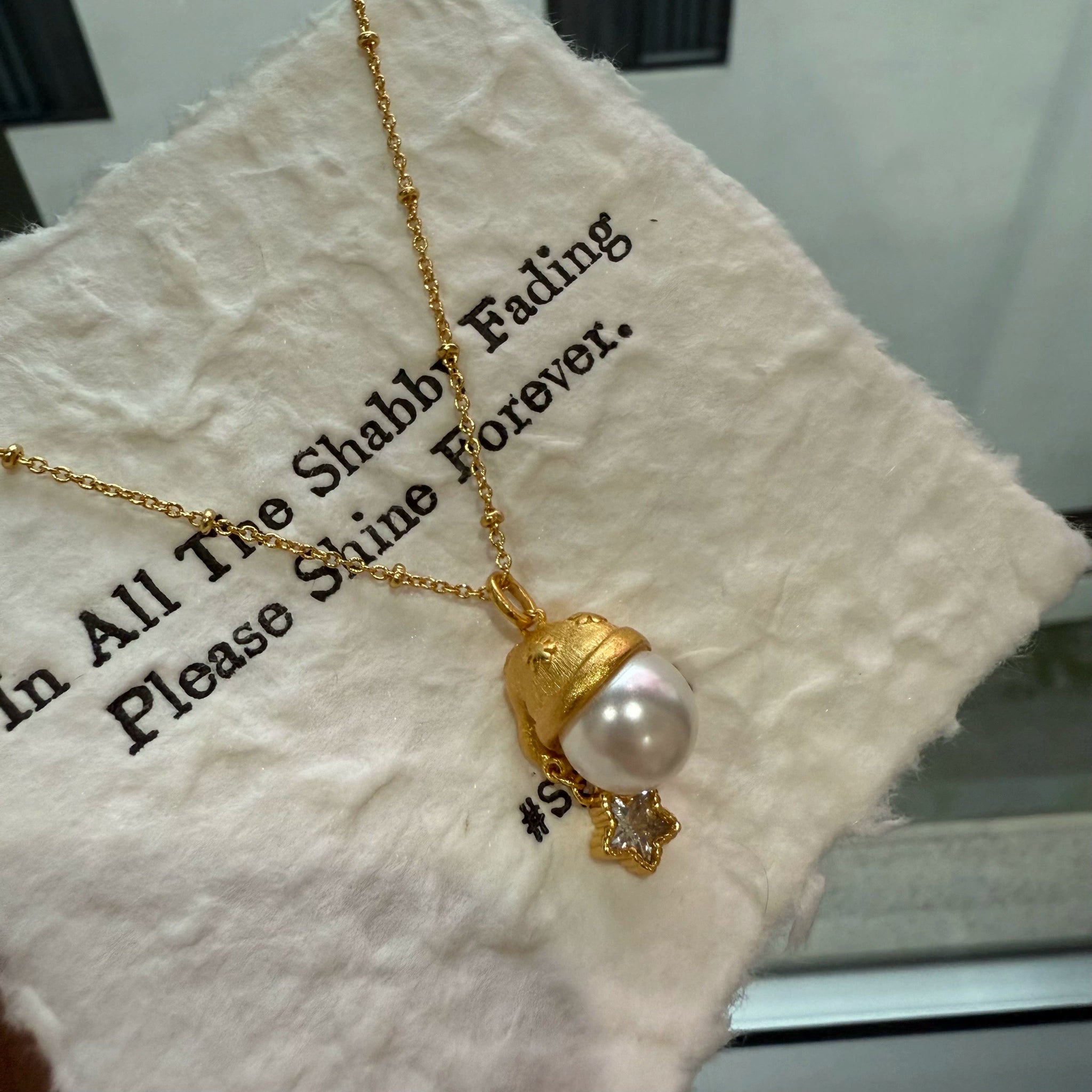 Christmas hat star pearl copper alloy pendant