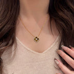 虎眼四叶花铜合金手链项链套装