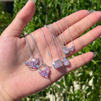 925银方糖爱心锆石镶嵌精致爆闪项链