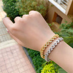 Leaf-shaped copper zircon French copper alloy bracelet