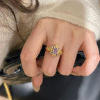 紫荆花缎带紫锆石铜合金套装