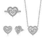 925 Silver Heart Hollow Pink Zircon Inlaid Diamond Set