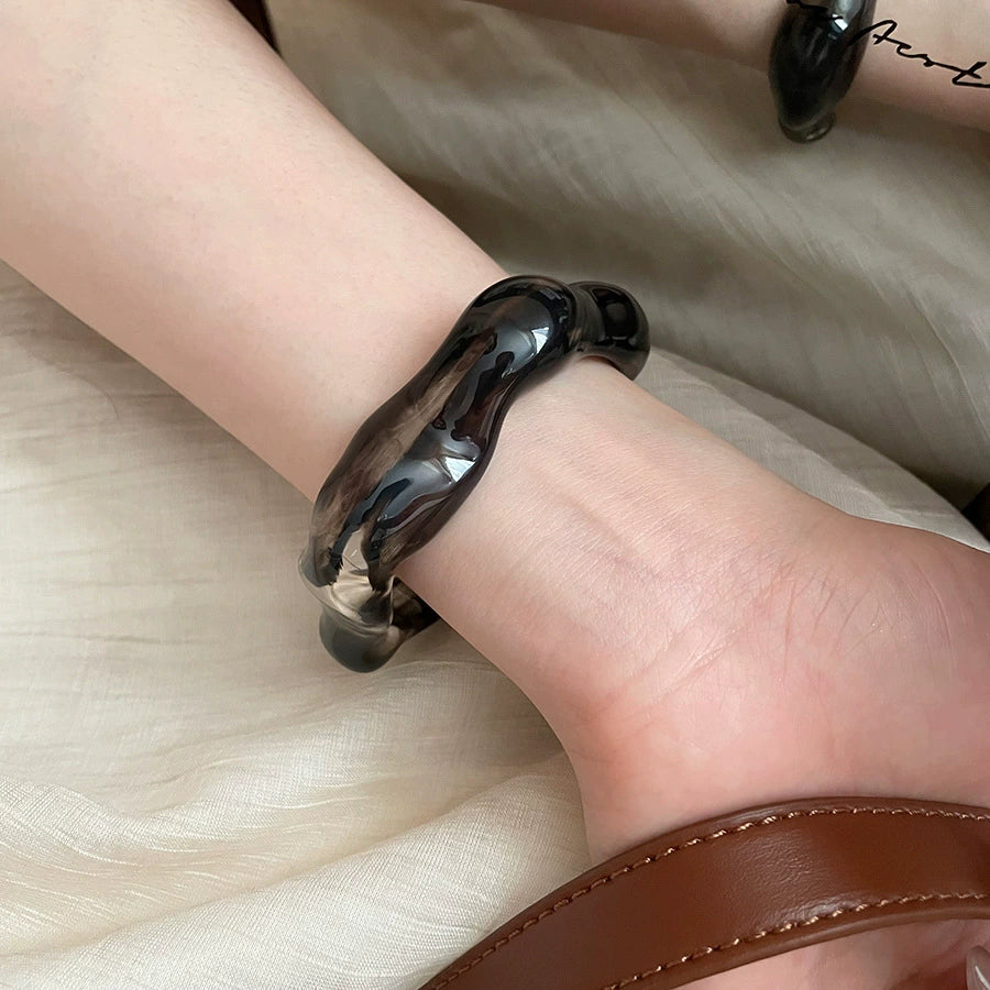 Acrylic Irregular Flower Shaped Geometric Open Bracelet
