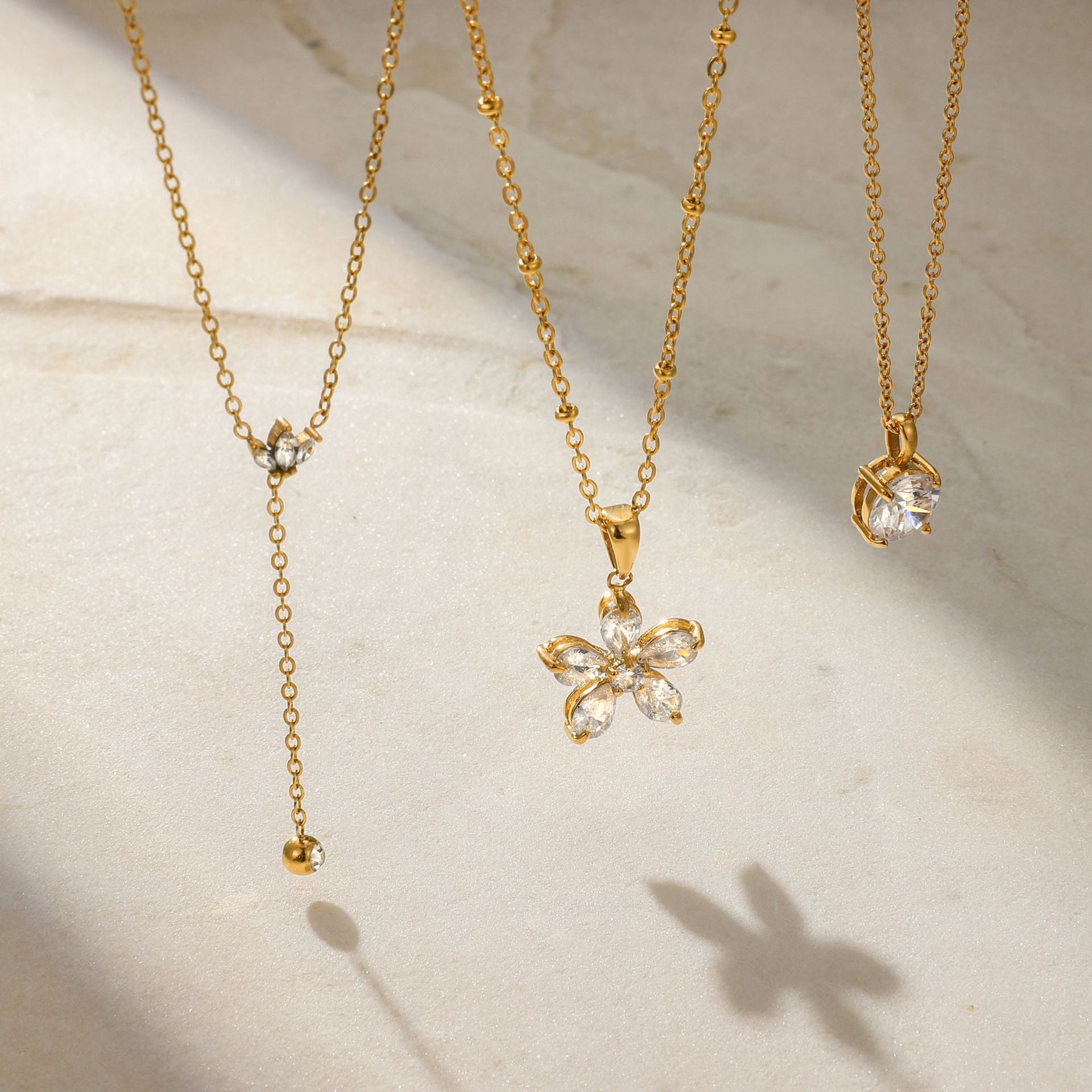 18k stainless steel zircon necklace that won't fade