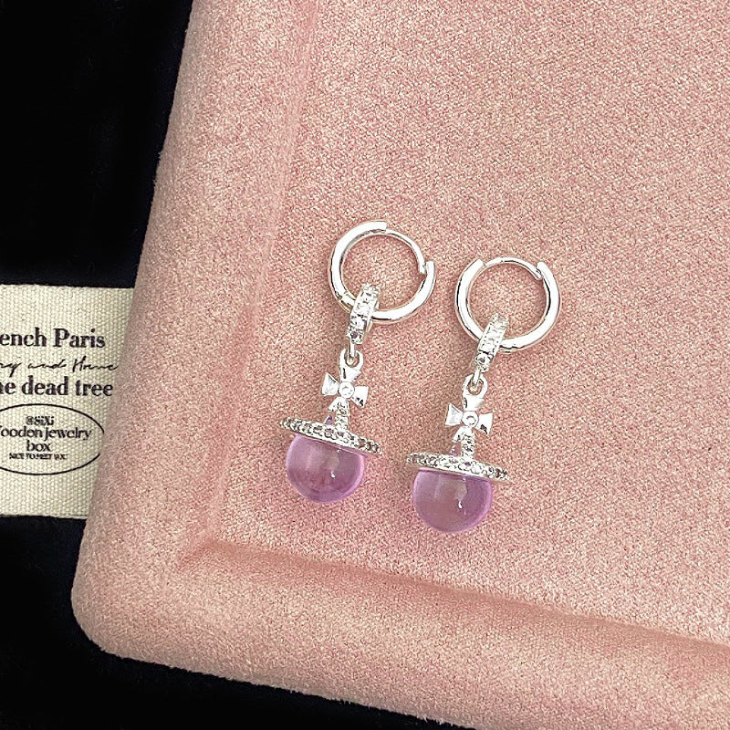 Pearl glass bead pendant, colored dopamine beaded zircon copper alloy necklace