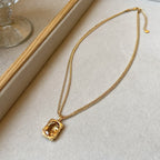 Maillard Double Crystal Pendant Copper Alloy Necklace