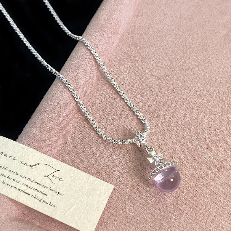 Pearl glass bead pendant, colored dopamine beaded zircon copper alloy necklace