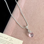 Pearl glass bead pendant, colored dopamine beaded zircon copper alloy necklace