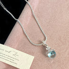 Pearl glass bead pendant, colored dopamine beaded zircon copper alloy necklace