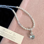 Pearl glass bead pendant, colored dopamine beaded zircon copper alloy necklace