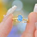 Light Luxury Sea Blue Zircon Ultra Sparkling Exquisite Copper Alloy Ring