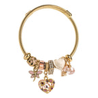 Vintage Heart with Diamonds Stainless Steel Bracelet