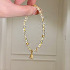 925 Sterling Silver Gourd Natural Yellow Crystal Bracelet