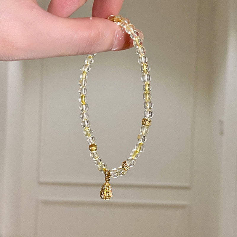 925 Sterling Silver Gourd Natural Yellow Crystal Bracelet