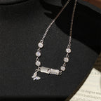 925 Sterling Silver Imitation Cat's Eye Carnation Butterfly Bracelet