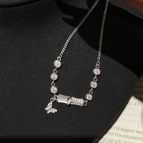 925 Sterling Silver Imitation Cat's Eye Carnation Butterfly Bracelet