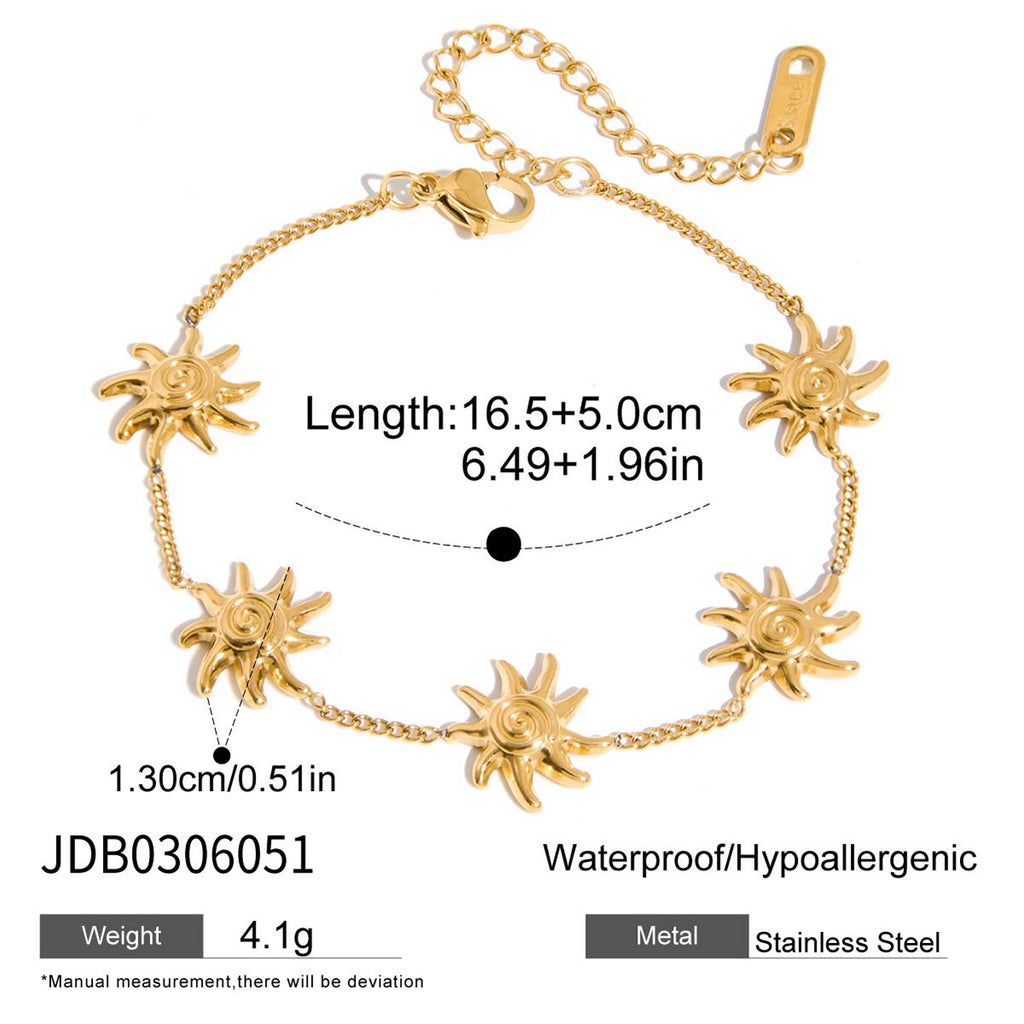 Sun-decorated stainless steel premium bracelet