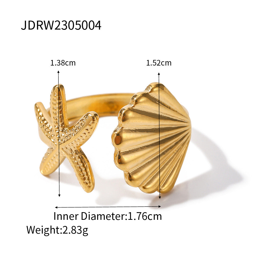 18k gold starfish shell stainless steel stud earrings that won't fade