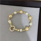 Mixed-color glass pearl zircon copper alloy set