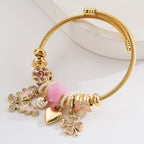 Vintage Butterfly Heart Four-Leaf Clover Stainless Steel Bracelet