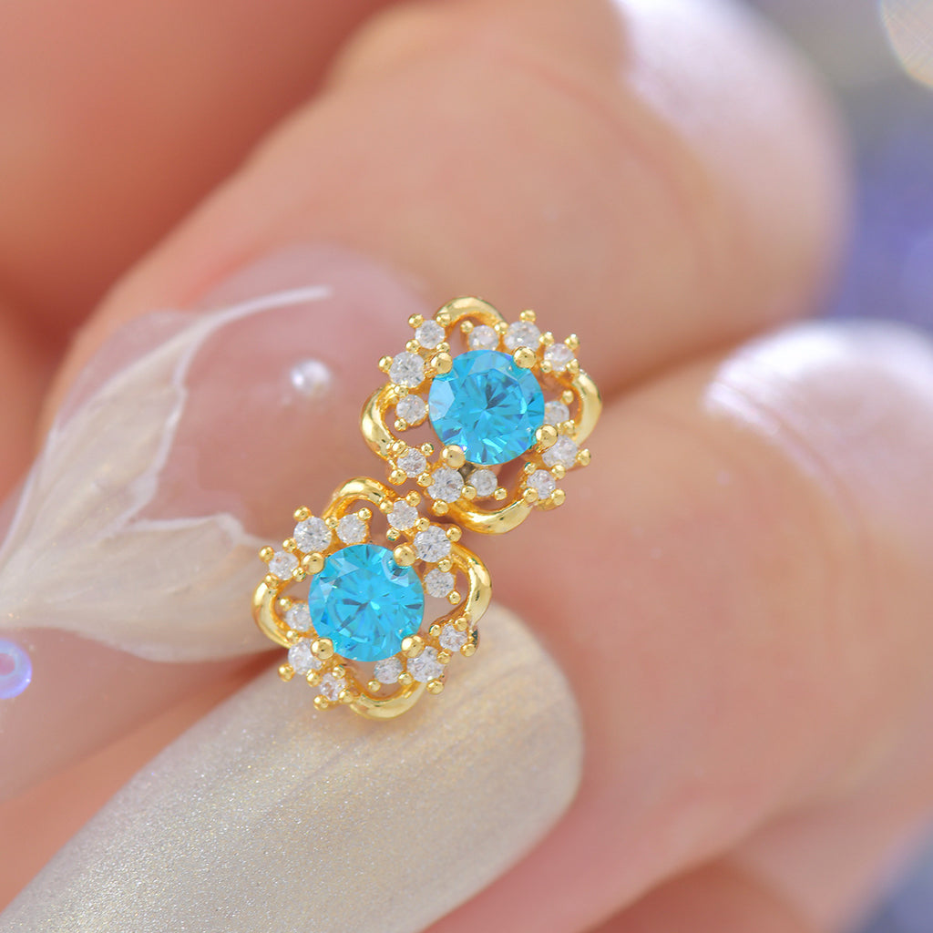 French-style luxury Hailan zircon mini niche copper alloy stud earrings