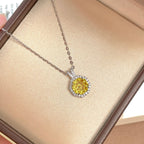 925 Sterling Silver Octagonal Rose-Cut Aquamarine Rose Zirconia Necklace